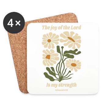 La joie du Seigneur est ma force fleurit - Dessous de verre (lot de 4) - blanc - Devant