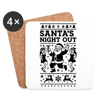 Fête du Père Noël - Dessous de verre (lot de 4) - blanc - Devant