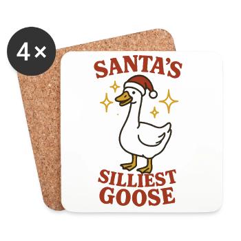 L’oie la plus stupide du Père Noël Noël drôle Père Noël - Dessous de verre (lot de 4) - blanc - Devant