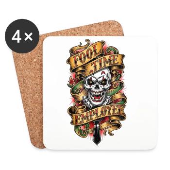 Fool Time Employee Skull - Untersetzer (4er-Set) - Weiß - Vorne