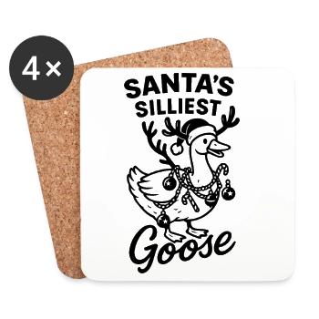 Père Noël Oie la plus stupide Drôle Noël Festif - Dessous de verre (lot de 4) - blanc - Devant