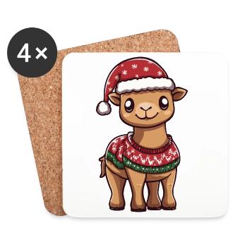 Kamel Weihnachten - Untersetzer (4er-Set) - Weiß - Vorne