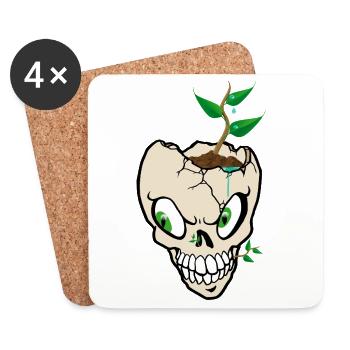 Growing Skull Sprout - Coasters (set of 4) - white - Front