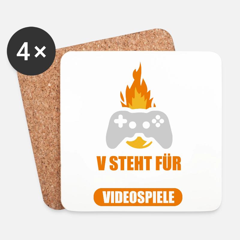 Gamer Zocker Nerd Vater Spruch Vatertag Lustig - Untersetzer (4er-Set) - Weiß