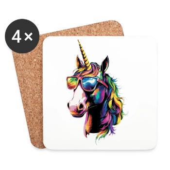 Licorne Poney Cavalier Chevaux Équitation Licornes - Dessous de verre (lot de 4) - blanc - Devant