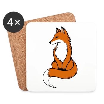 Renard - Dessous de verre (lot de 4) - blanc - Devant