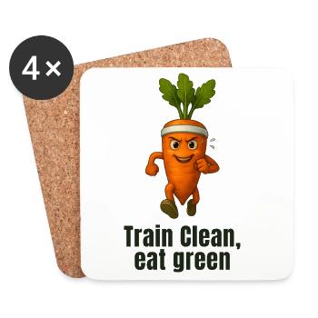Karotte Fitnessheld Train Clean  Karikatur - Untersetzer (4er-Set) - Weiß - Vorne