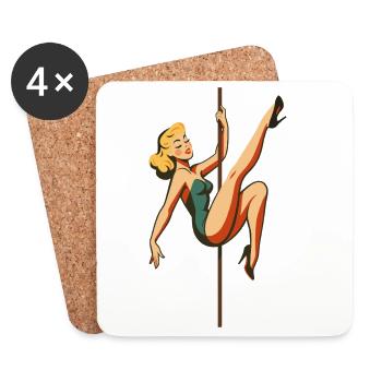 Pole Dance Pole Dancer Blonde Retro 50s Gift - Coasters (set of 4) - white - Front