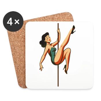 Pole Dance Pole Dancer Black-haired Retro 50s - Coasters (set of 4) - white - Front