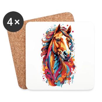 Tempête de couleurs Tête de cheval - Dessous de verre (lot de 4) - blanc - Devant