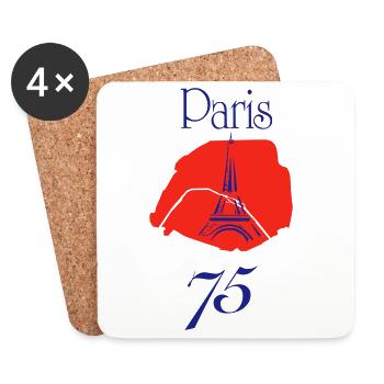 Paris 75 — Tour Eiffel Bleu  - Dessous de verre (lot de 4) - blanc - Devant