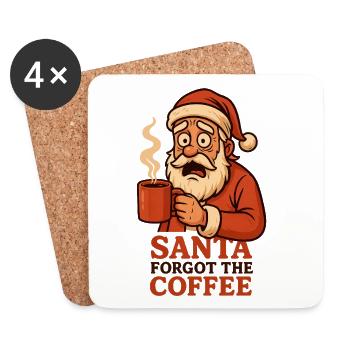 Drôle de Père Noël – Le Père Noël a oublié le café - Dessous de verre (lot de 4) - blanc - Devant