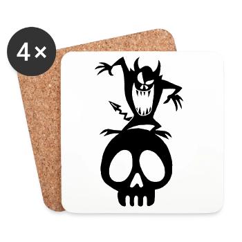 Black Demon on a Skull - Coasters (set of 4) - white - Front