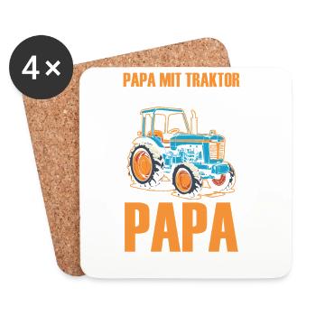 Landwirt Bauernhof Farmer Bauer Papa Vater Traktor - Untersetzer (4er-Set) - Weiß - Vorne