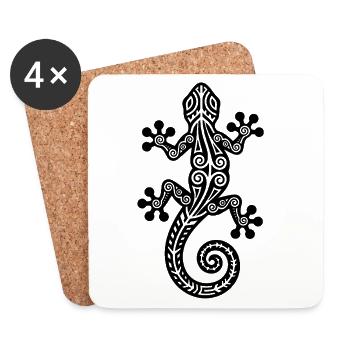 Gecko Silhouette – Stylisches Tierdesign - Untersetzer (4er-Set) - Weiß - Vorne