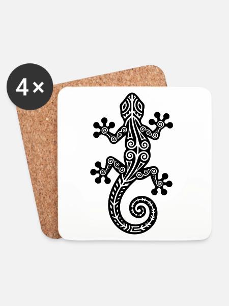 Gecko Silhouette – Stylish Animal Design - Coasters (set of 4) - white