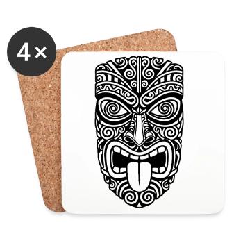 Tribal Mask – Mystical Symbol - Coasters (set of 4) - white - Front