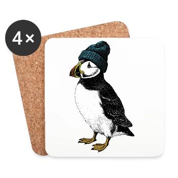 Macareux d’hiver - Dessous de verre (lot de 4) - blanc - Devant