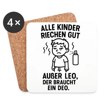 leo braucht deo spruch - Untersetzer (4er-Set) - Weiß - Vorne
