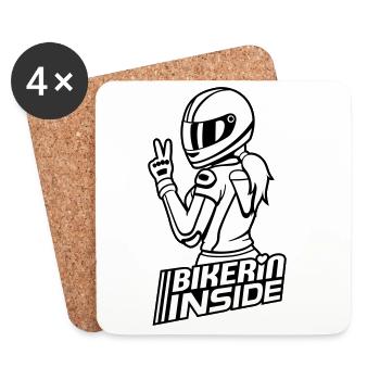 Bikerin inside (Farben änderbar) - Untersetzer (4er-Set) - Weiß - Vorne