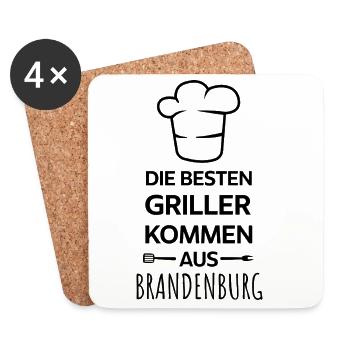 Die besten Griller kommen aus Brandenburg / Grill - Untersetzer (4er-Set) - Weiß - Vorne