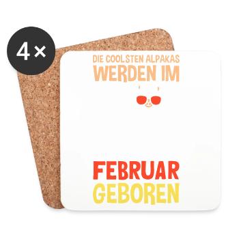 Februar Geburtstag Alpaka Spruch Lustig - Untersetzer (4er-Set) - Weiß - Vorne