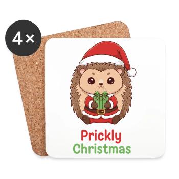 Stacheliger Weihnachtsigel - Untersetzer (4er-Set) - Weiß - Vorne