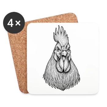 Coq - Dessous de verre (lot de 4) - blanc - Devant