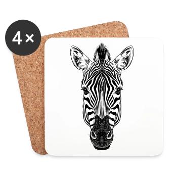 Zebra - Untersetzer (4er-Set) - Weiß - Vorne