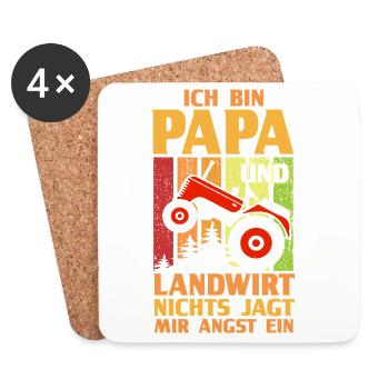 Ich Bin Papa Und Landwirt Nichts Jagt Mir Angst Ei - Untersetzer (4er-Set) - Weiß - Vorne