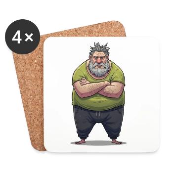 Grumbling Giant Cartoon - Coasters (set of 4) - white - Front