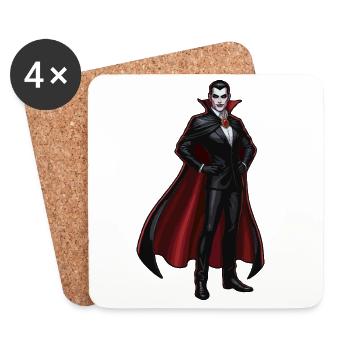 Givre style Dracula avec cosplay de Cape Rouge - Dessous de verre (lot de 4) - blanc - Devant