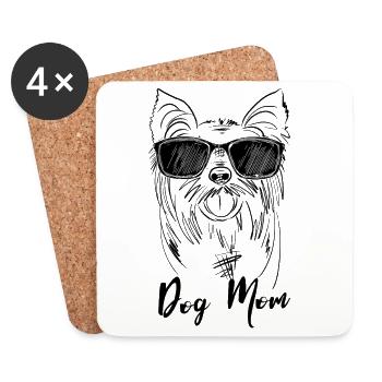 Cool Yorkshire Terrier Dog Mom Sunglasses Gift - Coasters (set of 4) - white - Front