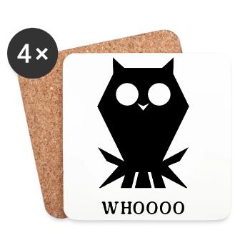 Owl "Whoooo" – Funny Animal Design - Coasters (set of 4) - white - Front