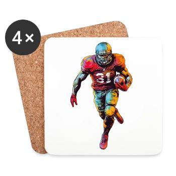 Joueur de football américain USA Amérique Sports Rétro - Dessous de verre (lot de 4) - blanc - Devant