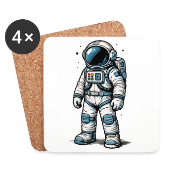 Detailreicher Comic Astronaut im offenen Weltraum - Untersetzer (4er-Set) - Weiß - Vorne