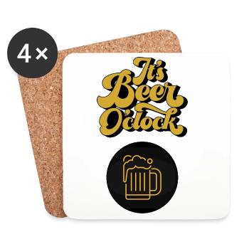 Its Beer O’Clock. Prost, Beer Lover, Bierliebhaber - Untersetzer (4er-Set) - Weiß - Vorne