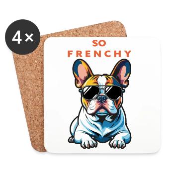 Französische Bulldogge Pop Chic Brille - Untersetzer (4er-Set) - Weiß - Vorne