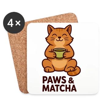 Pattes & Matcha Chat - Dessous de verre (lot de 4) - blanc - Devant