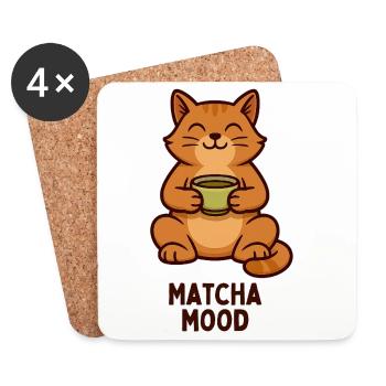 Matcha Mood Katze Teezeit - Untersetzer (4er-Set) - Weiß - Vorne