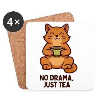 Thé pour chat : calme au lieu de drame - Dessous de verre (lot de 4) - blanc - Devant
