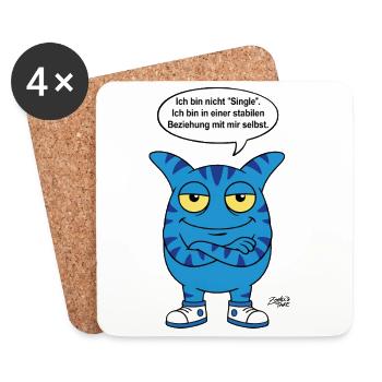 Stable relationship with myself - Zooki saying - Coasters (set of 4) - white - Front