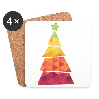 Christmas Tree - Weihnachtsbaum - Weihnachten - Untersetzer (4er-Set) - Weiß - Vorne