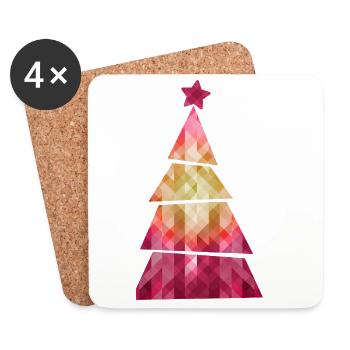Christmas Tree - Weihnachtsbaum - Weihnachten - Untersetzer (4er-Set) - Weiß - Vorne