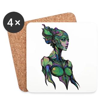 Art abstract woman - Coasters (set of 4) - white - Front