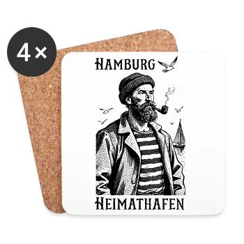 Hamburg Heimathafen Seemann - Untersetzer (4er-Set) - Weiß - Vorne