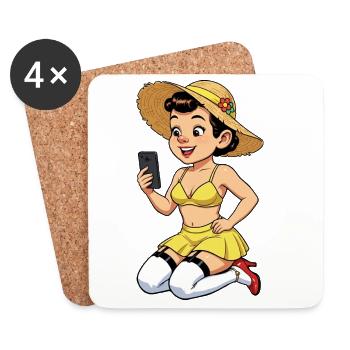 Cheerful influencer - Coasters (set of 4) - white - Front