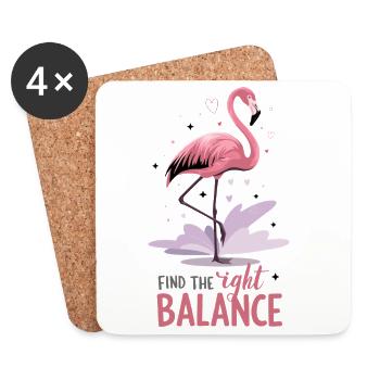  Flamingo Find The Right Balance Achtsamkeit Yoga - Untersetzer (4er-Set) - Weiß - Vorne