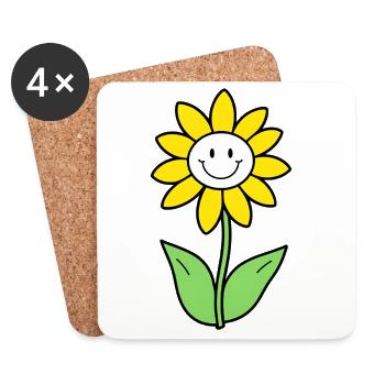Smiling Sunflower Graphic - Coasters (set of 4) - white - Front
