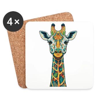 Bunte Giraffen-Kunstdrucke - Untersetzer (4er-Set) - Weiß - Vorne